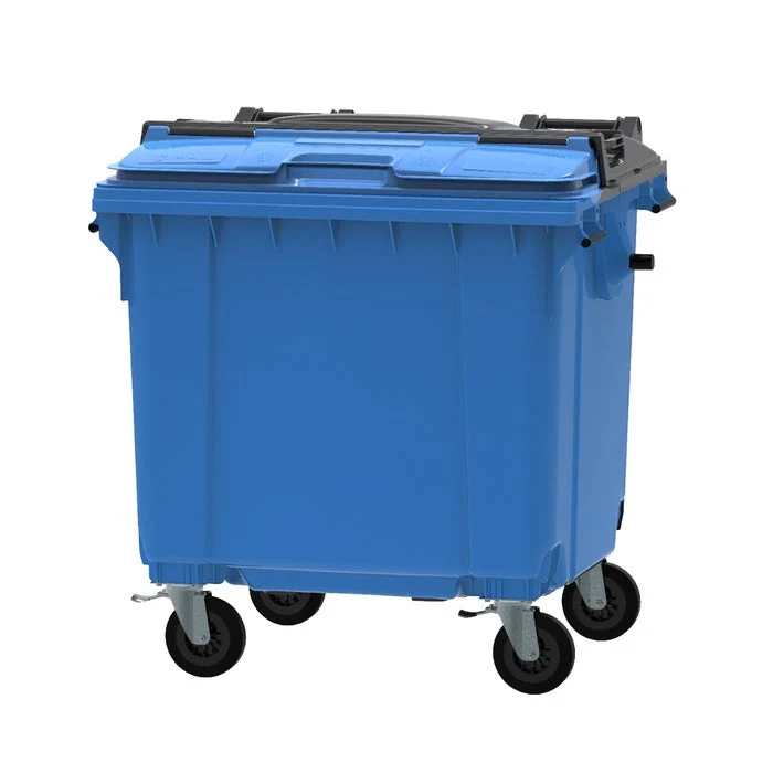 Container 1100 liter, Split-Lid deksel — Blauw/Grijs
