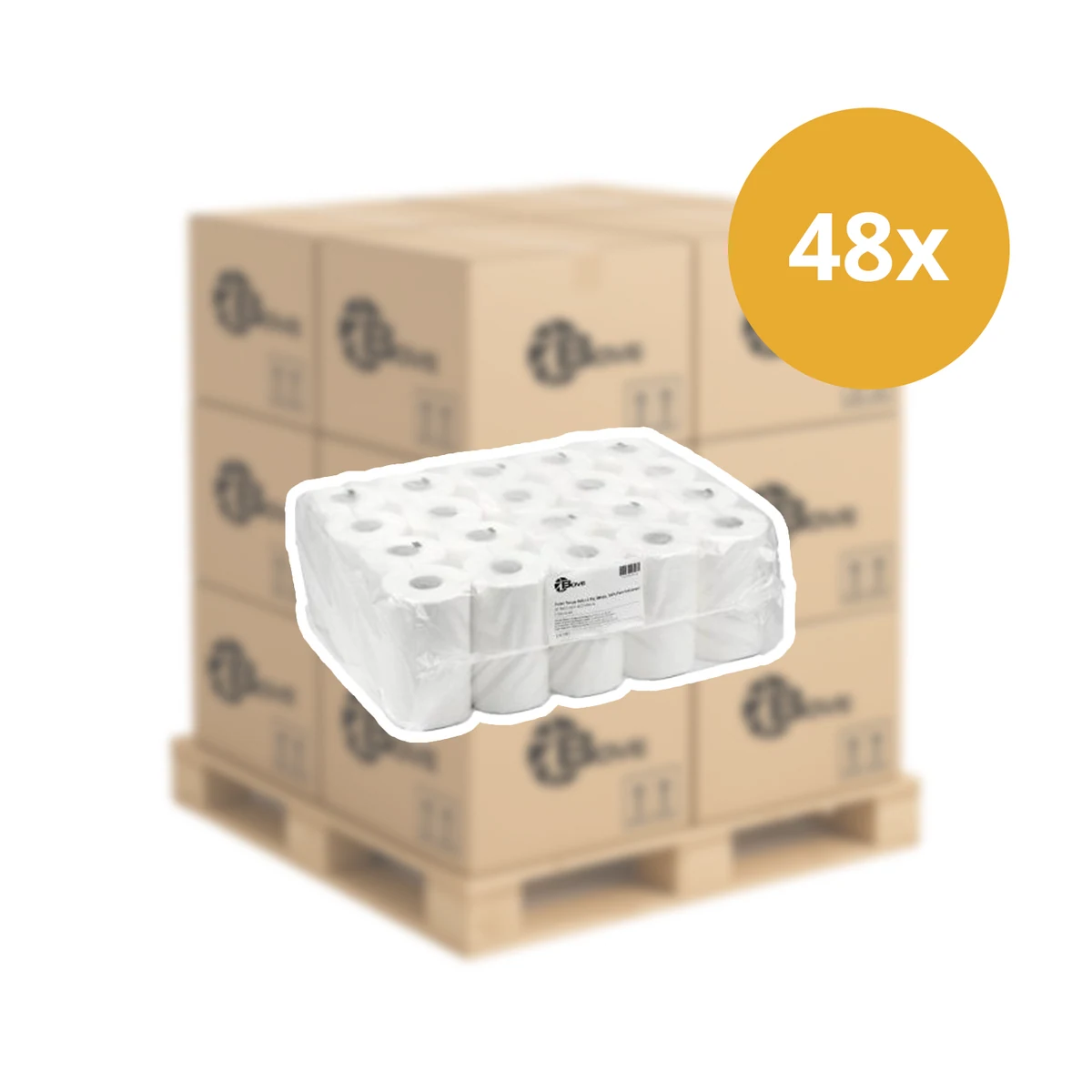 Pallet toiletpapier 2-laags, 400 vel — 1920 rollen (48 paks × 40 rollen)