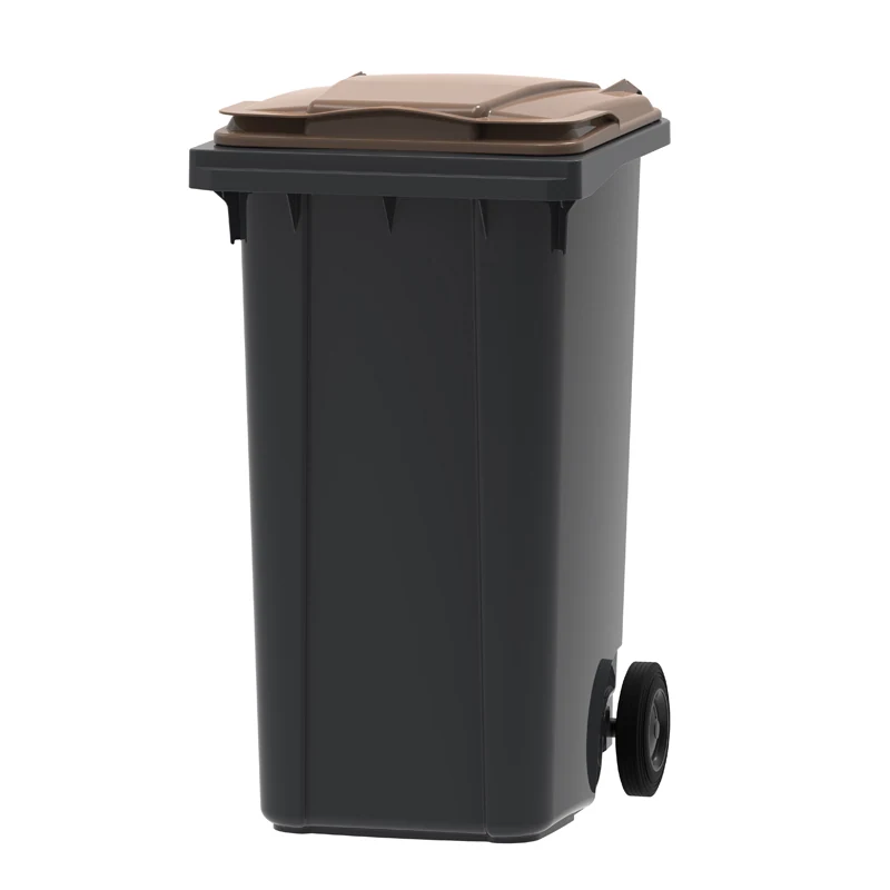 Vepa Bins mini-container 240 liter — Grijs/Bruin (split lid)