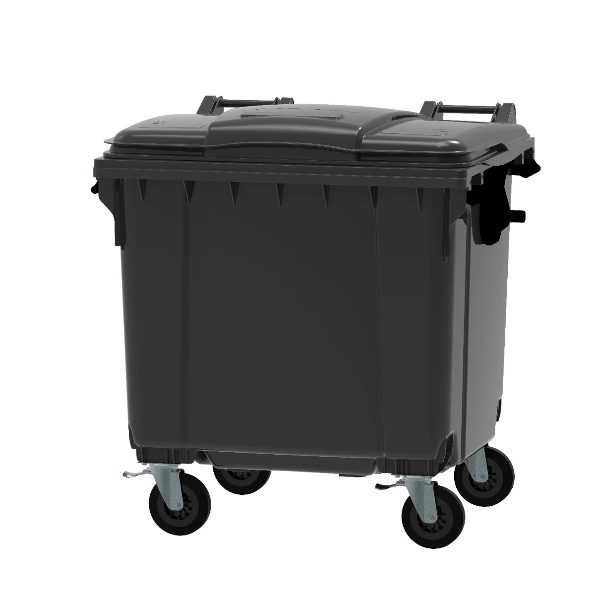 Container 1100 liter, vlak deksel — Grijs