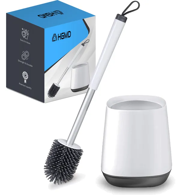 Toiletborstel siliconen — wit/grijs | Schoonzaak