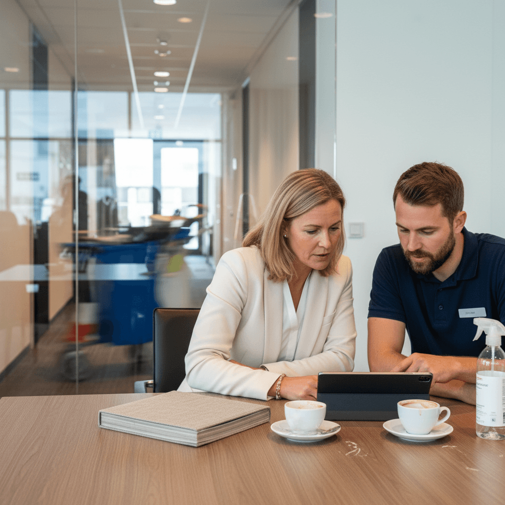 B2B account manager meeting with a Dutch hotel general manager