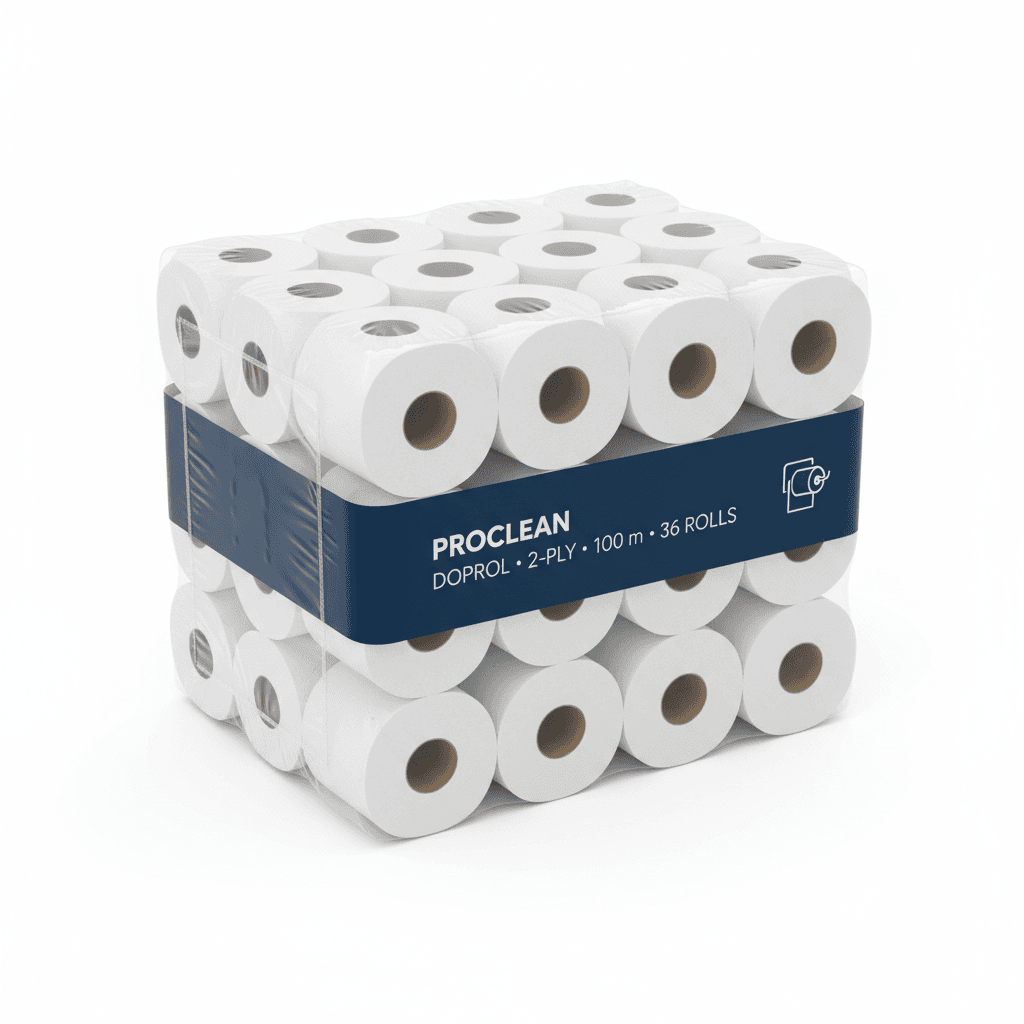 Doprol toiletpapier 2-laags met dop, 100 m — pak à 36 rollen