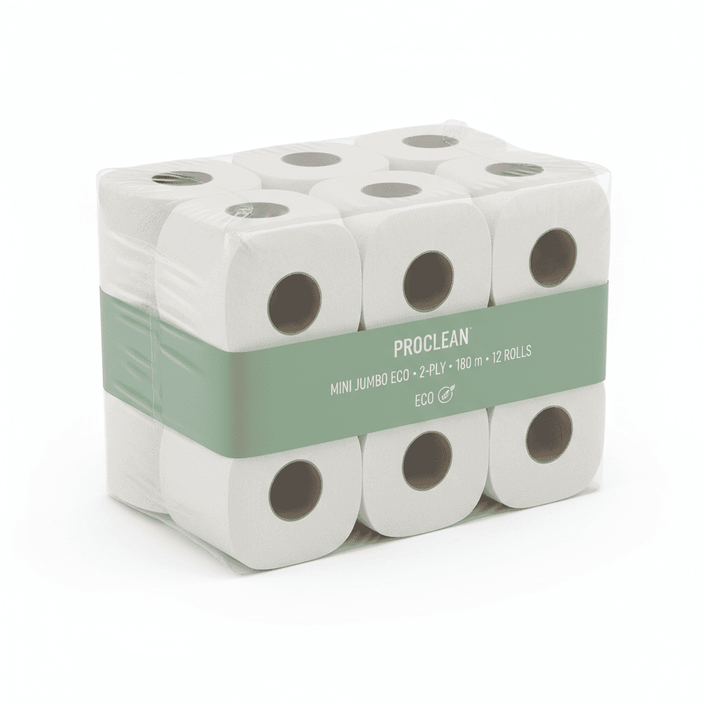Toiletpapier mini jumbo 720 vel 2-laags ECO — pak à 12 rollen (180 m)