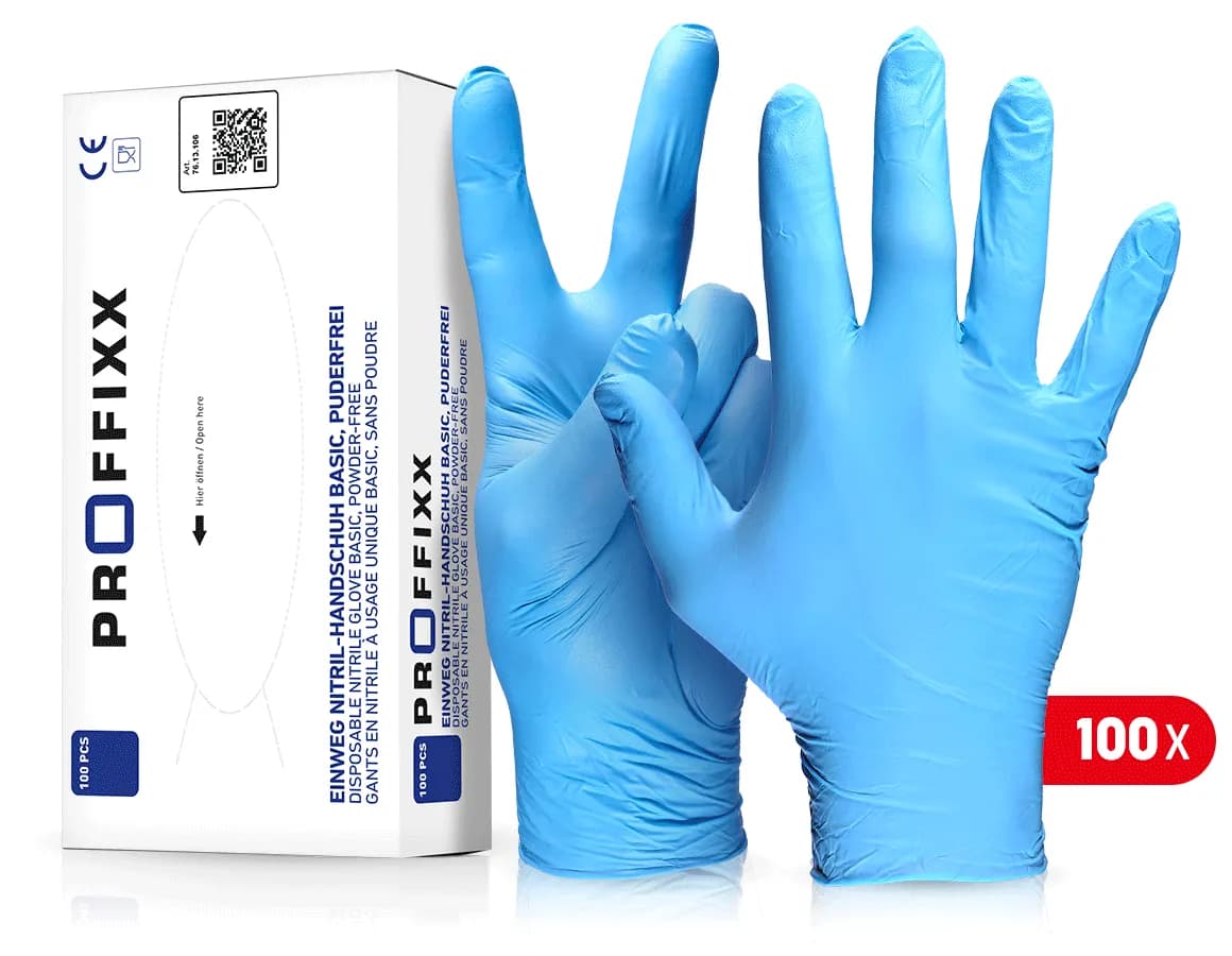 Nitril wegwerphandschoenen Basic, poedervrij — Maat S Blauw | Schoonzaak
